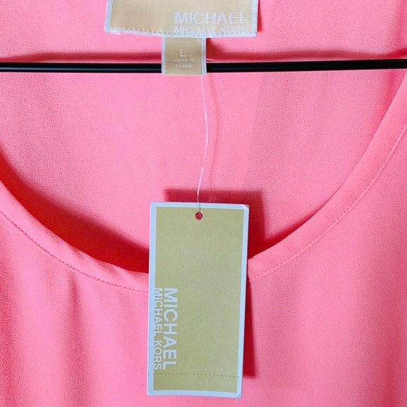 NWT MICHAEL KORS Layered Split Back Pink Blouse - Picture 3 of 7